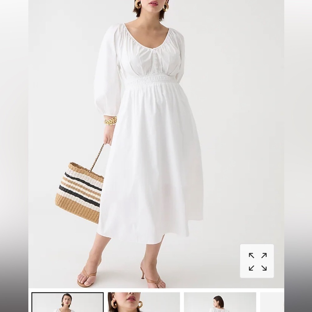 New - J Crew retail store white  poplin dress with pockets